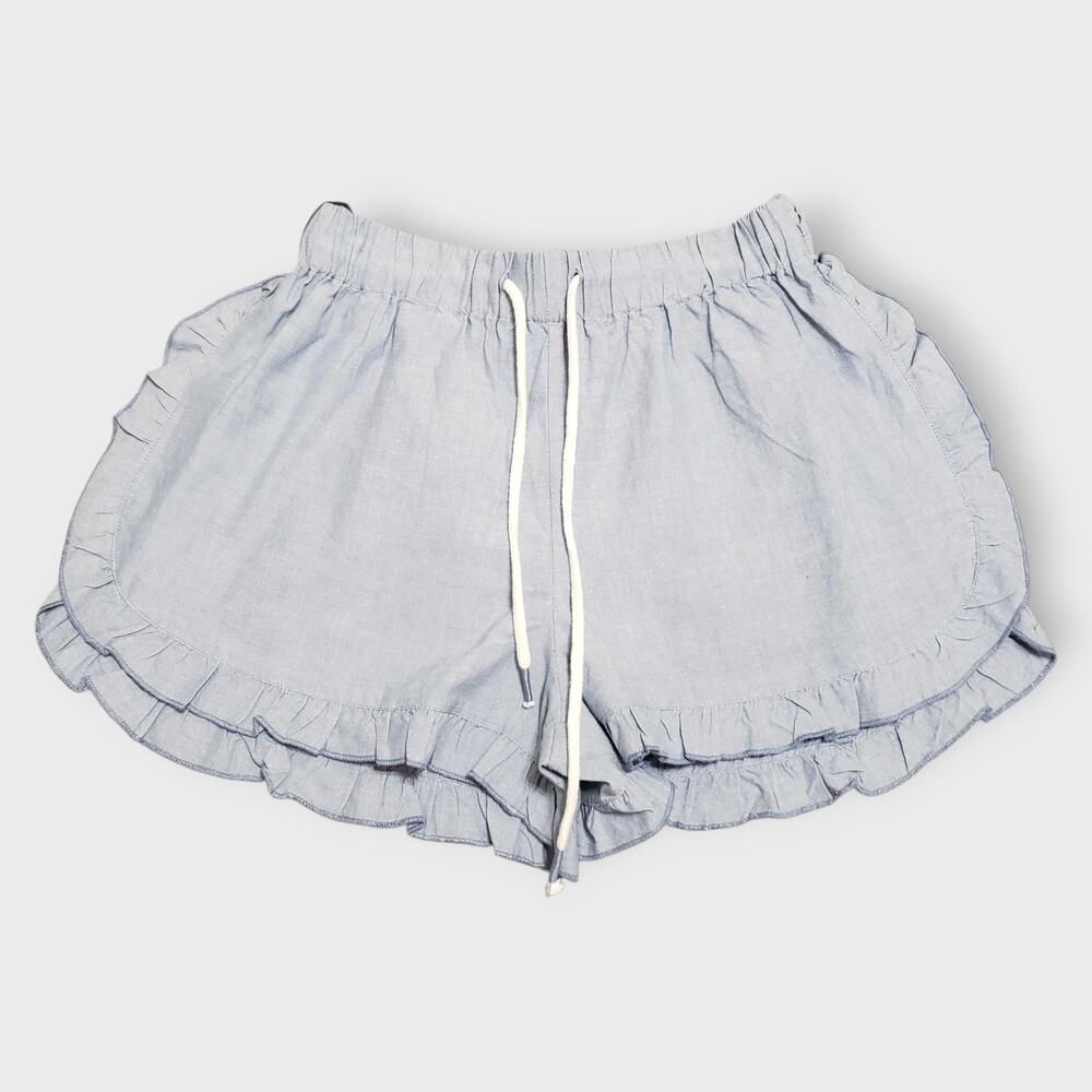 NWT Simply Southern Blue Chambray Ruffle Short Small Summer Coquette Feminine